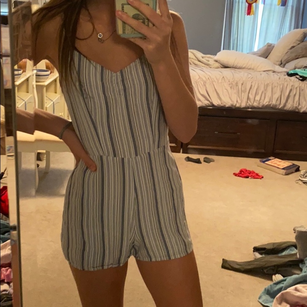 striped blue romper